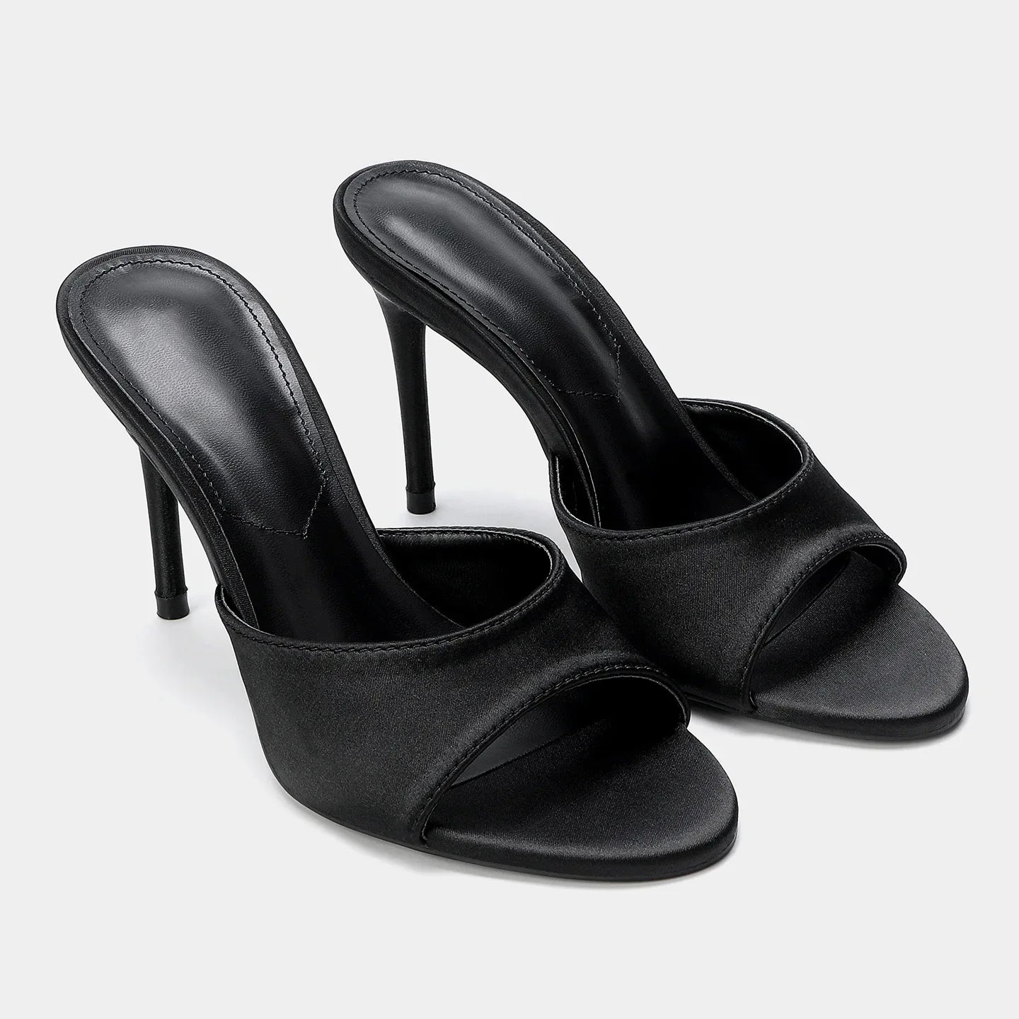 2026 Summer New Women's High Thin Heels Pointed Toes Fashion Slippers Elegant Satin Shoes Sexy Peep Toe Stiletto Sandals Pumps