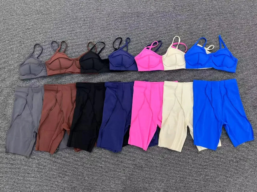 2-Piece Yoga Set – Open Back Sports Bra & High Waist Shorts