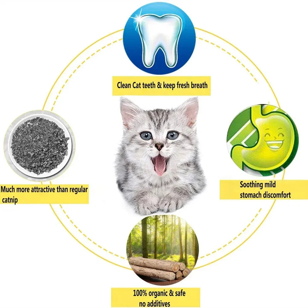 15pcs Natural Matatabi Cat Catnip Toy Kitten Molar Chew Stick Pet