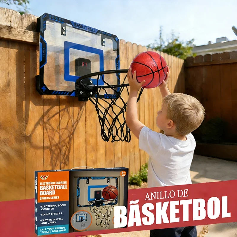 Wall Mounted Basketball Hoop Set with Digital Scoreboard, Kids Portable Outdoor Indoor Basketball Training Sport Funny Game Toys