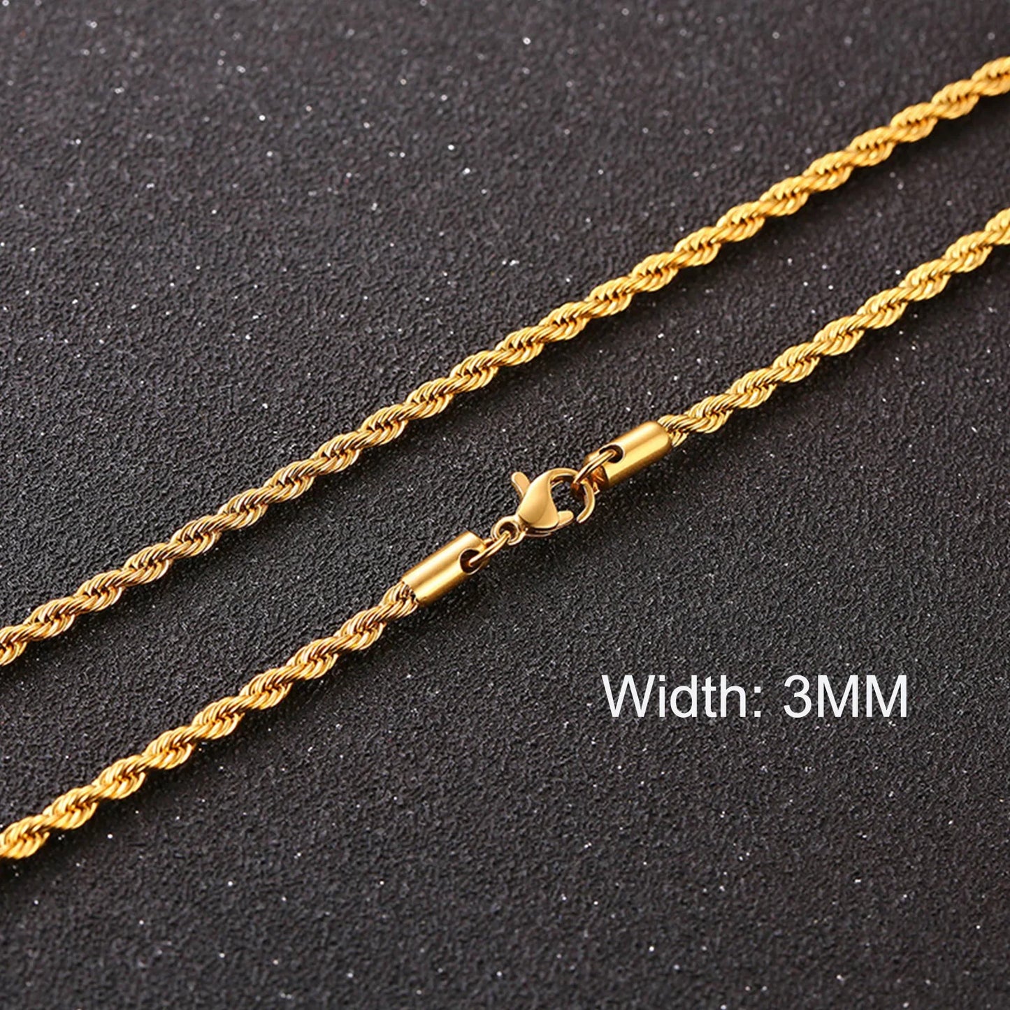 3-11mm Classic Cuban Chain Necklace for, Silver Black Gold Grey Color