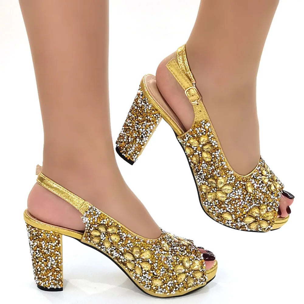 Zapatos de mujer de fiesta con diseño de diamantes