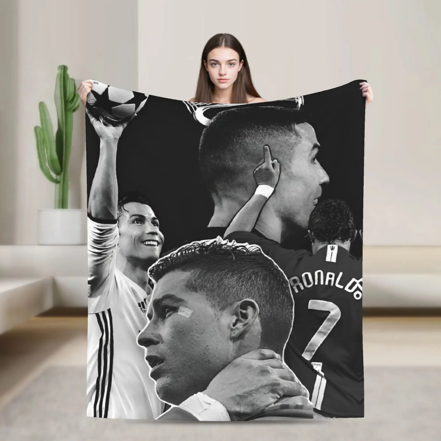 CR7  Football Soccer Blanket Ronaldos Flannel Funny Warm Throw Blanket for Bedding Lounge Decoration