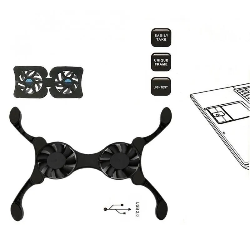 Foldable Radiator Laptop Cooling Pad Computer Accessories USB Mini Laptop Portable Dual Fan Stand