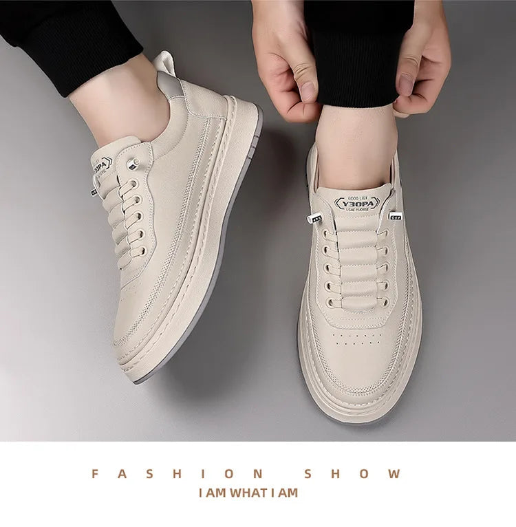 New Large Size 38-48 Leather Men's Sneakers Fashion Casual Men's Platform Sneakers Spring Autumn Designer Board Shoes Man