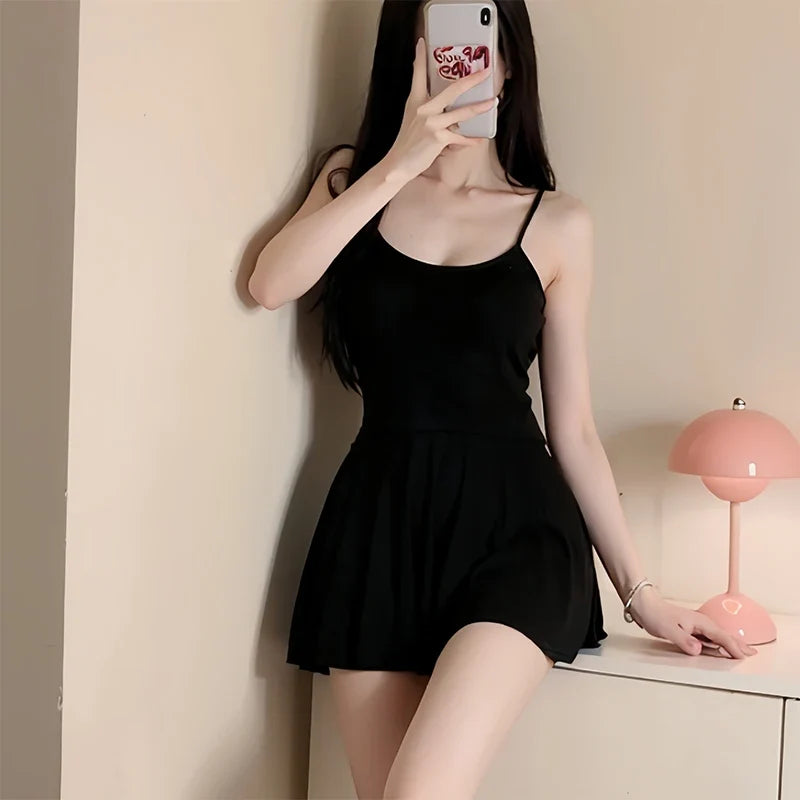 Sexy Sleeveless Open Back Pajamas Erotic Lingerie Women's Nightgowns Mini Dress Translucent Silk Nightdress Slip Sleeping Skirt