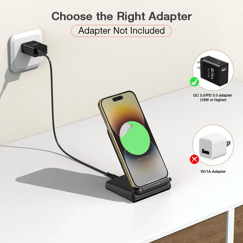 1hora Wireless Charging Stand 15W Fast Charging Overload Protection