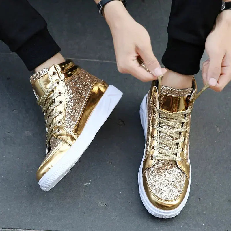Hip Hop Inspired High Top Sneakers with Mirrors