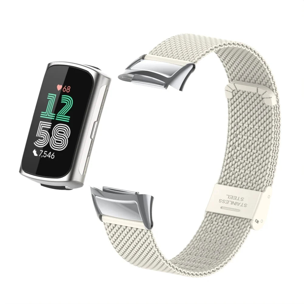 Fitbit Charge 5 & 6 Stainless Steel Mesh Band with Clasp