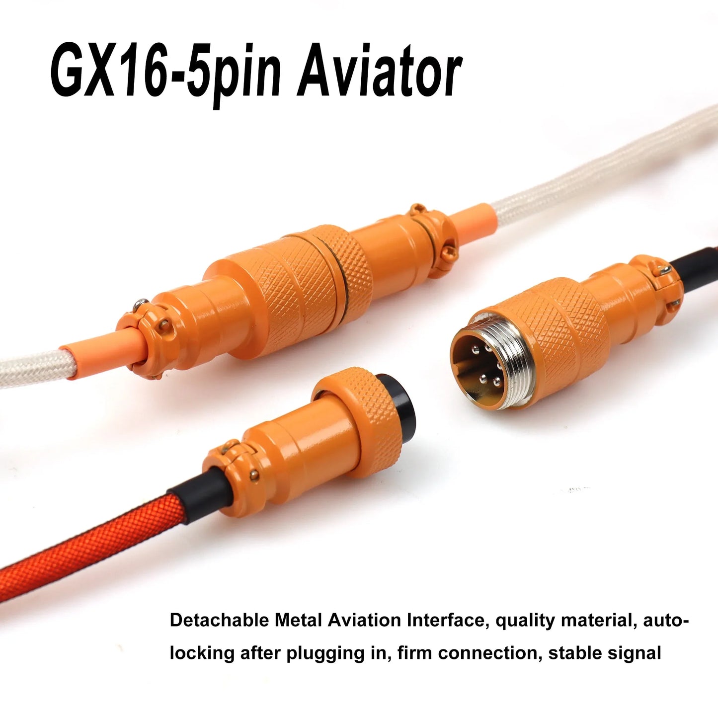 Mechanical Keyboard Type C to C End Coiled Cables with Detachable Aviator Connector Gaming Keyboard Wire
