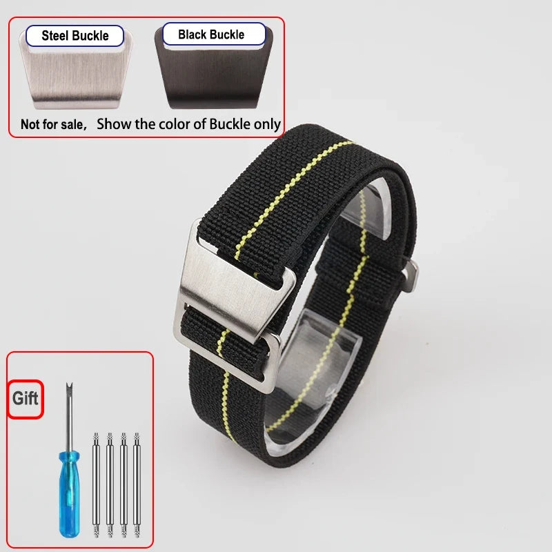 Garmin 18/20/22mm Quick Release Elastic Parachute Nylon Band with Hook Clasp
