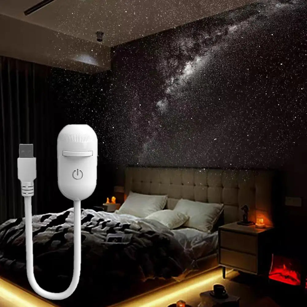 USB galaxy Projector Night Light 2-in-1 Mini Galaxy 360° Rotate LED Starry Sky Ambient Lamp For Party Home Saturn Decoration