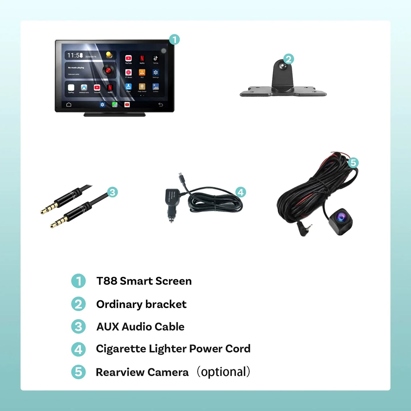 OTTOCAST CarPlay Screen 9.0" INCH 4K Car Touch Screen Wireless Carplay Android Auto Radio DVR GPS Video Built-in Youtube Netflix