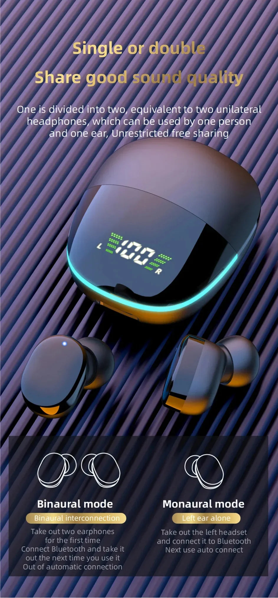 G9S Bluetooth 5.1 In Ear Wireless Earbuds LED Power Display Low Latency Gaming HiFi Stereo Sports Headphones