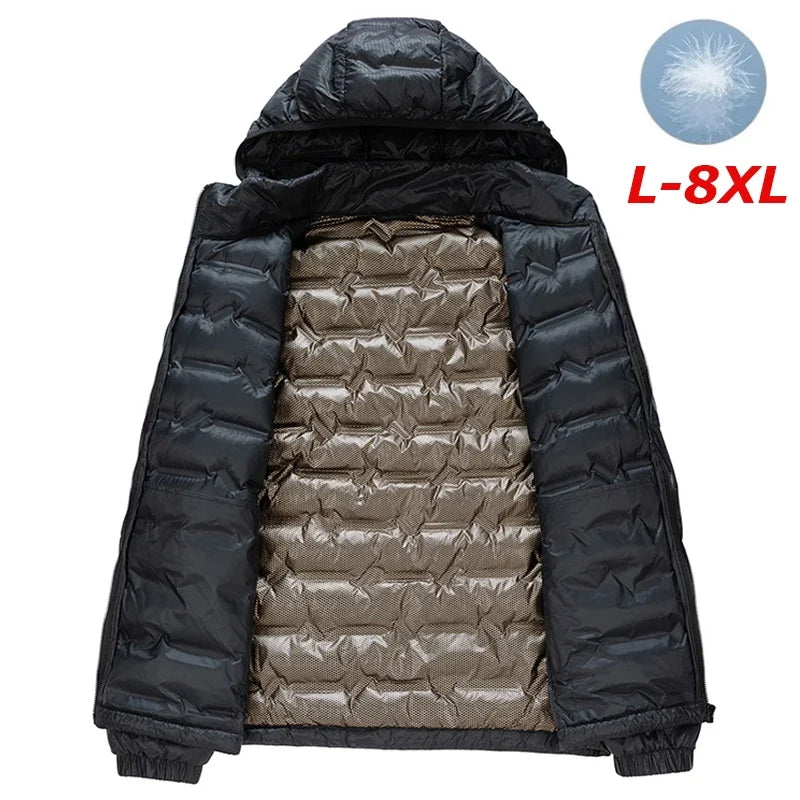 Men Winter New Down Jacket Men Hooded Waterproof Windproof Puffer Jacket Detachable Hat Coat Casual Lightweight Down Jacket Male