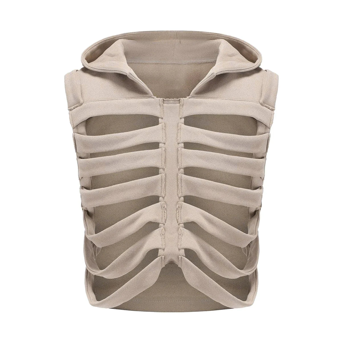 Women Gothic Vest Coat Hollowed Skeletal Gilet Hoodie Sleeveless Hooded Waistcoat Streetwear for Party