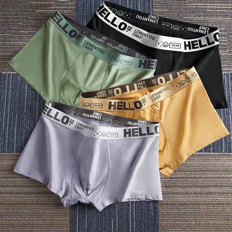 Men's Mid-Waist Thin Briefs Breathable Comfortable Large Size Sports Boxer Shorts Youth Flat Briefs Underwear Polyester Fiber