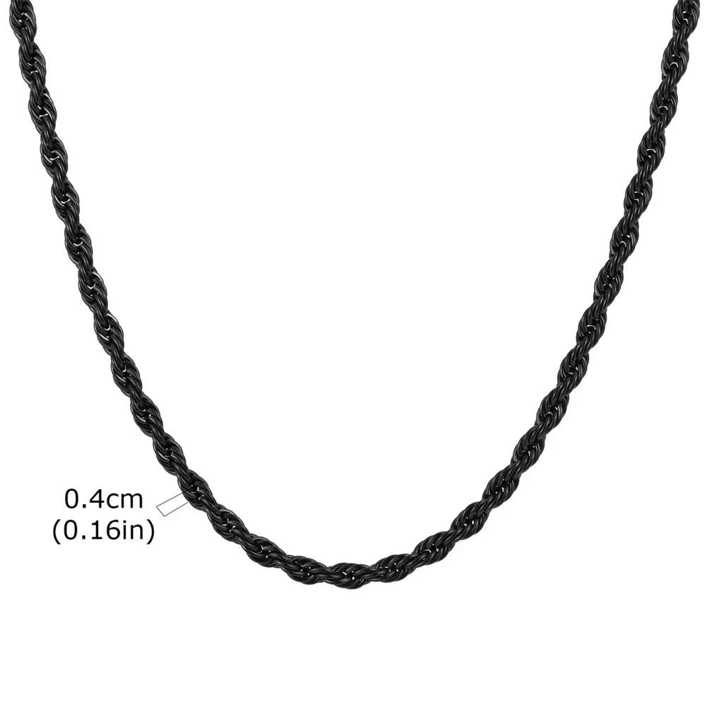 Vnox Twist Rope Chain Necklace for Men Women | Waterproof Stainless Steel Unisex Chain