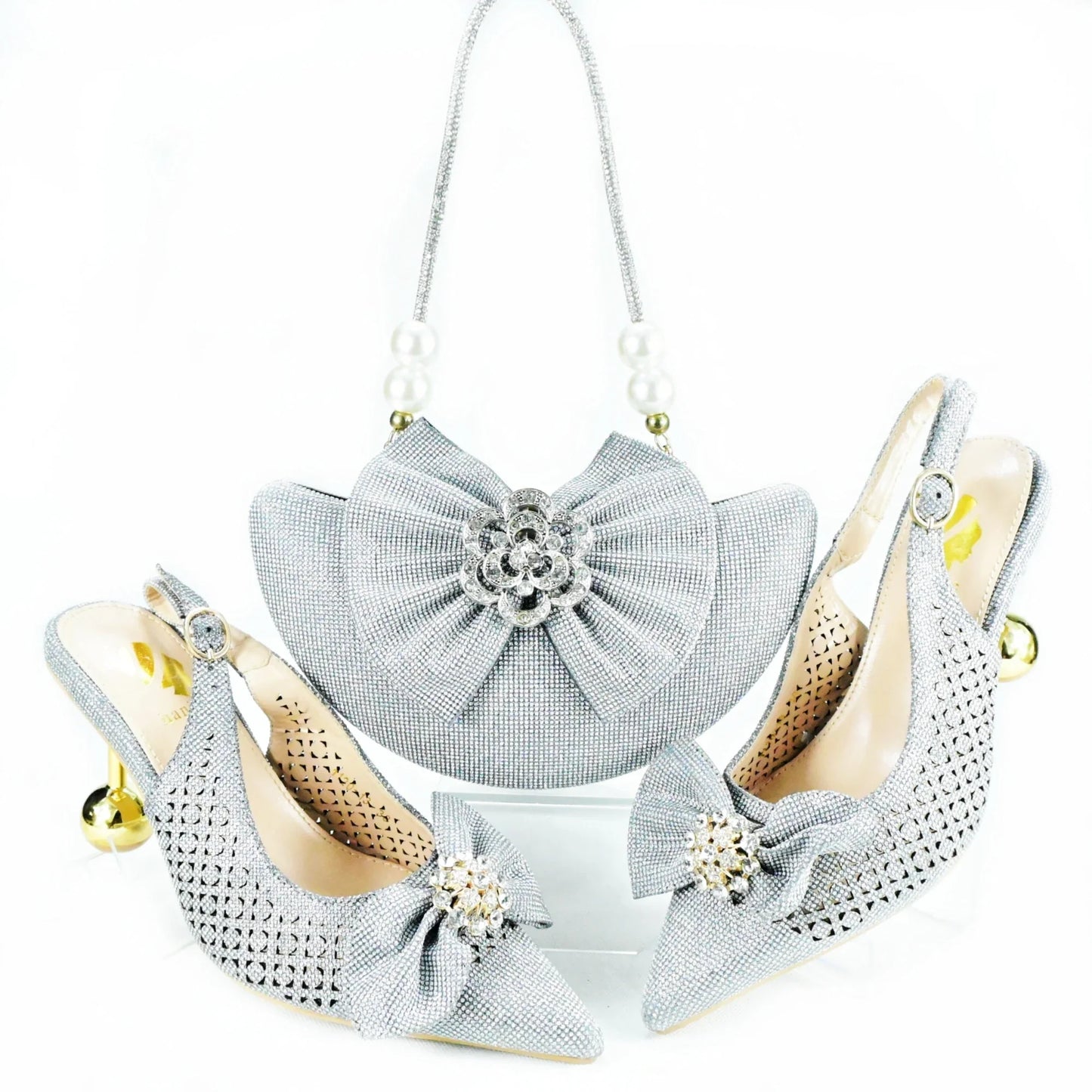 Zapatos y bolso de boda africanos recién llegados HAS1-21