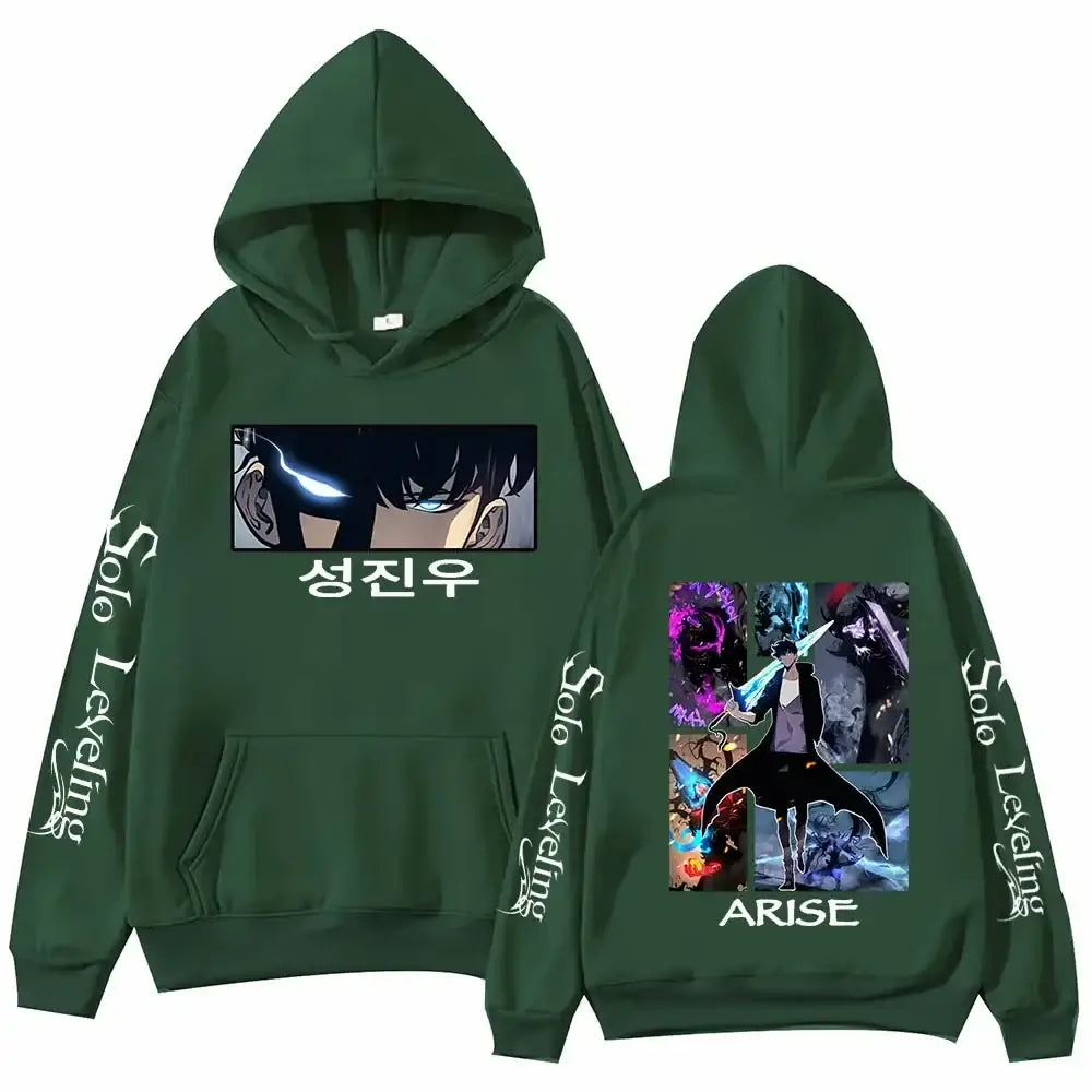 Sudadera con capucha de Solo Leveling, estampado de anime Harajuku