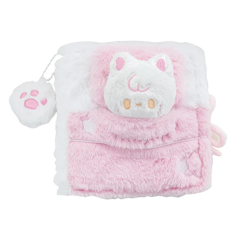 Cuaderno de peluche con perrito y gato dormilones