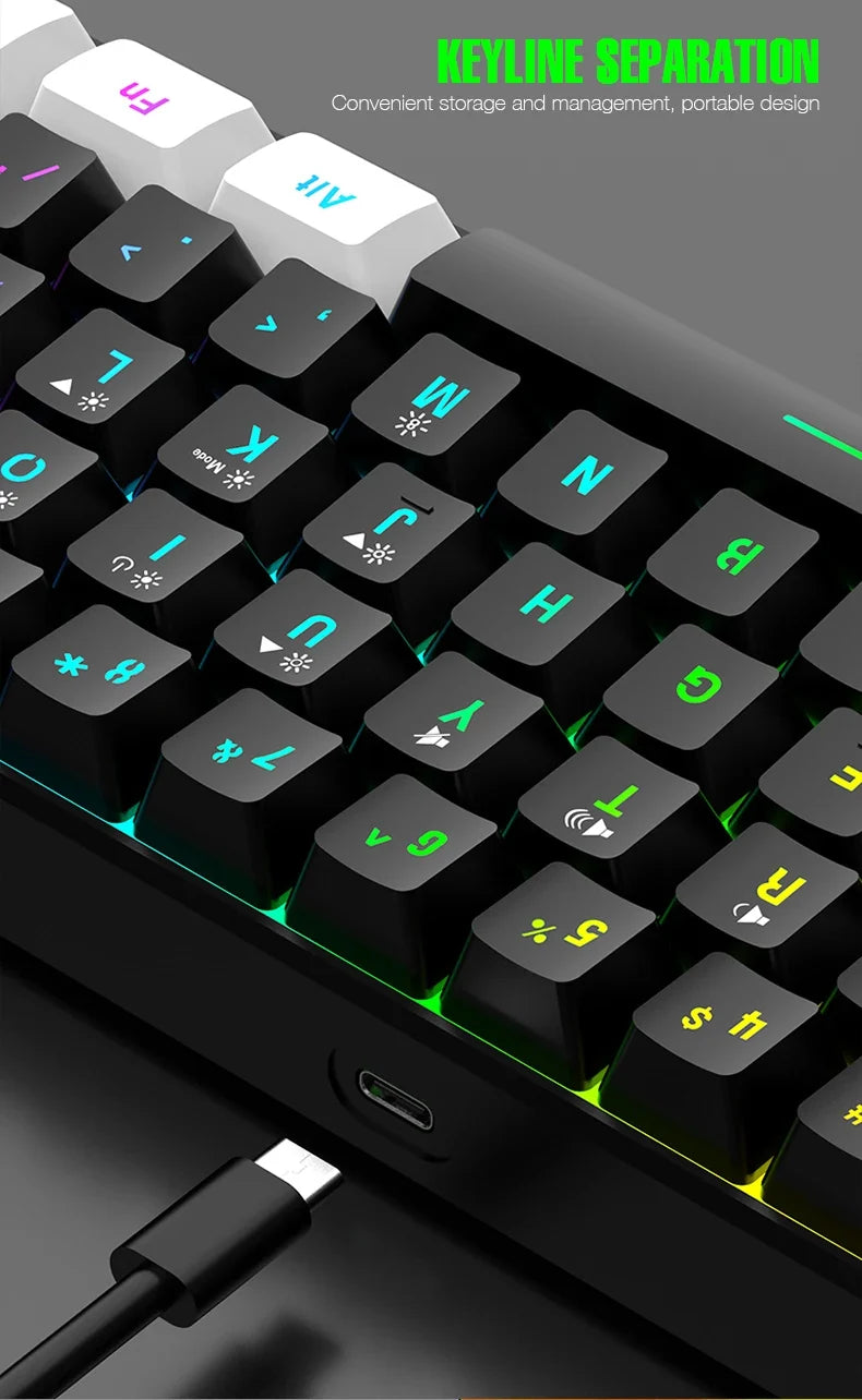 Wired 61-Key Mini Keyboard and Mouse Combo with RGB Backlight - Keyboard Mouse Set for Desktop or Laptop Computers