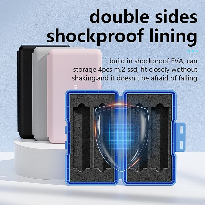 4-Slot M.2 SSD Case Storage Case 2280 SSD Enclosure Bag for SSD Case SATA NVme Hard Disk Box for SSD Shockproof Portable Box