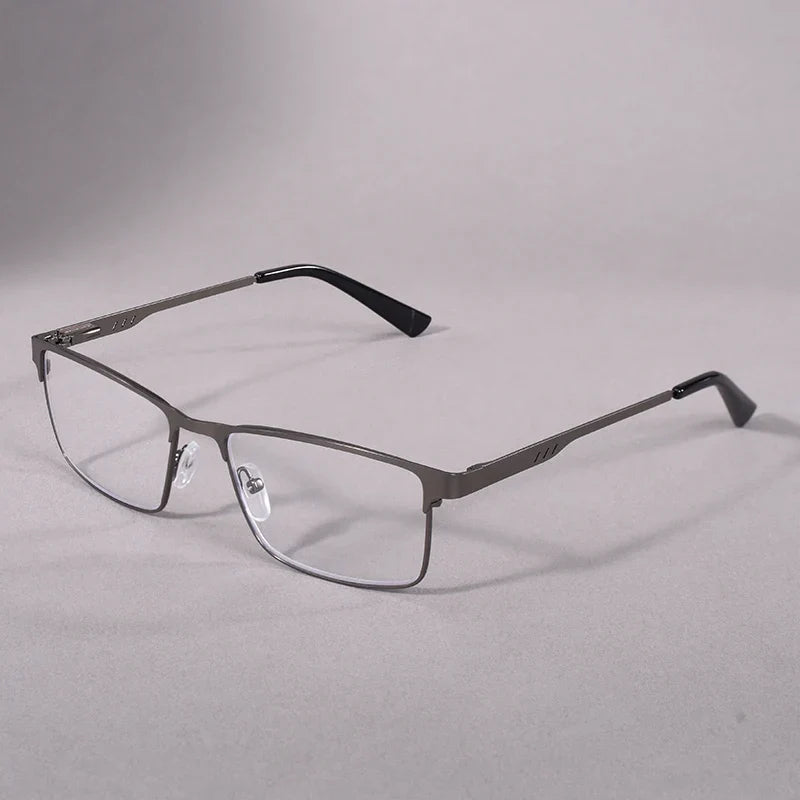 May Flower Anti Blue Light Reading Glasses Men Metal Prescription Eyeglasses With Spring Hinge Blue Color Frame For Men +75+175