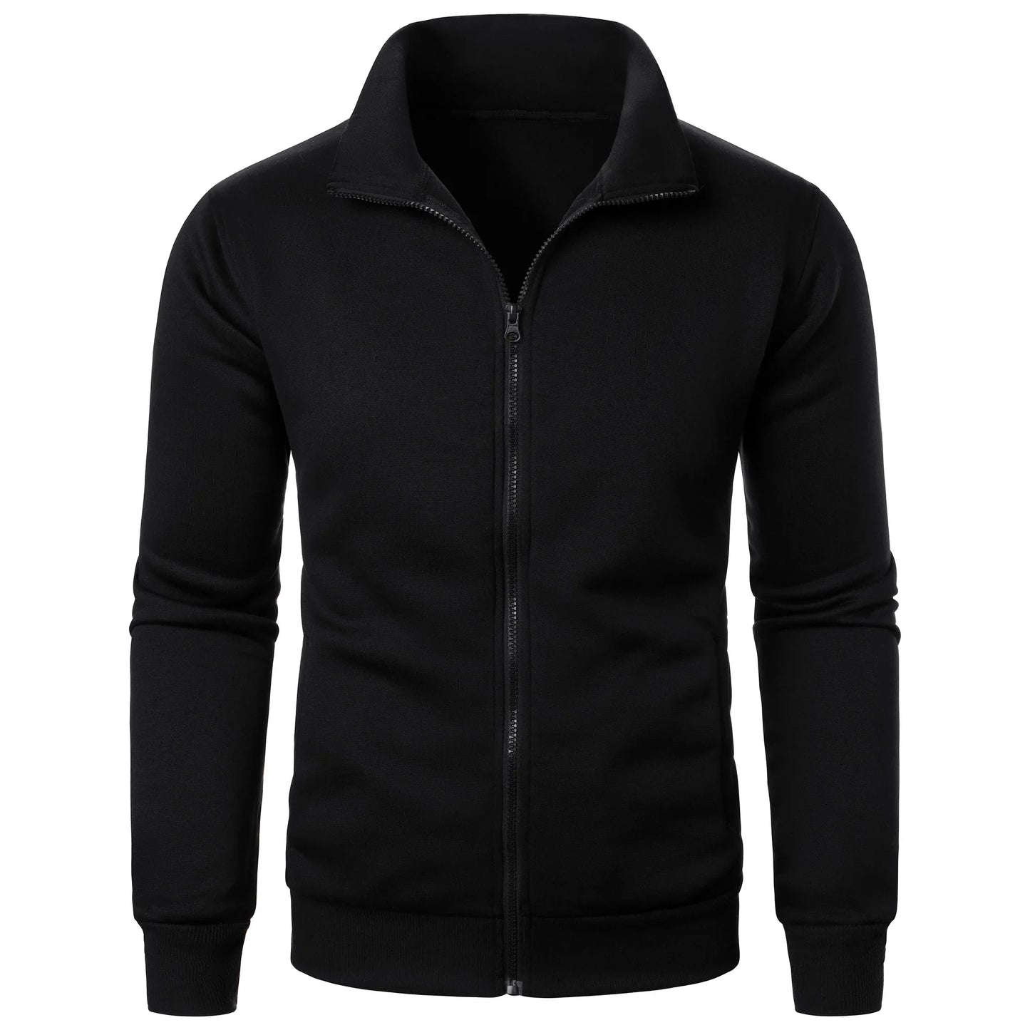 Men's casual sports zipper stand up collar jacket, men's solid color top