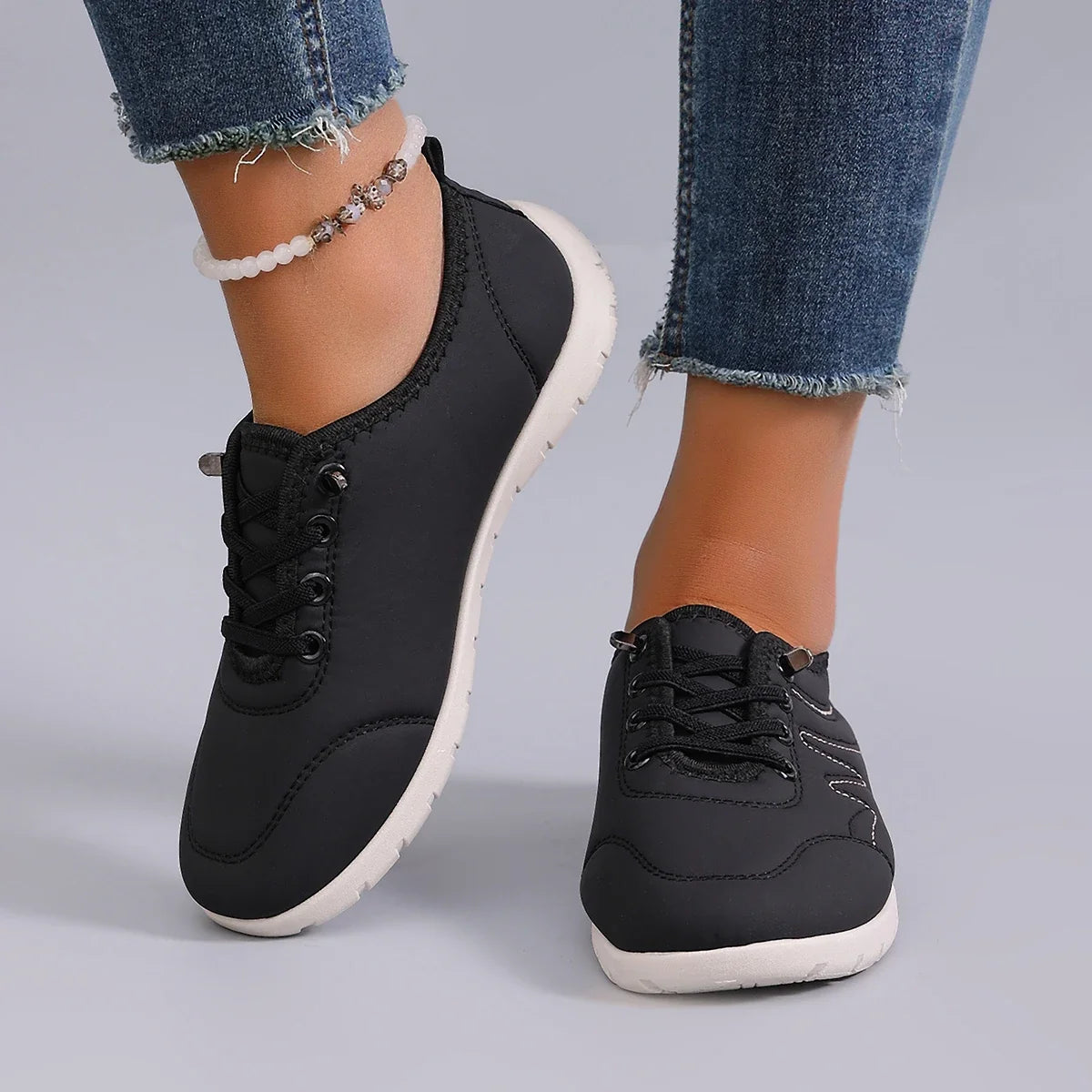 Spring new women's sports shoes, fashionable, breathable, lightweight, non-slip, wear-resistant, casual sports shoes, flat shoes