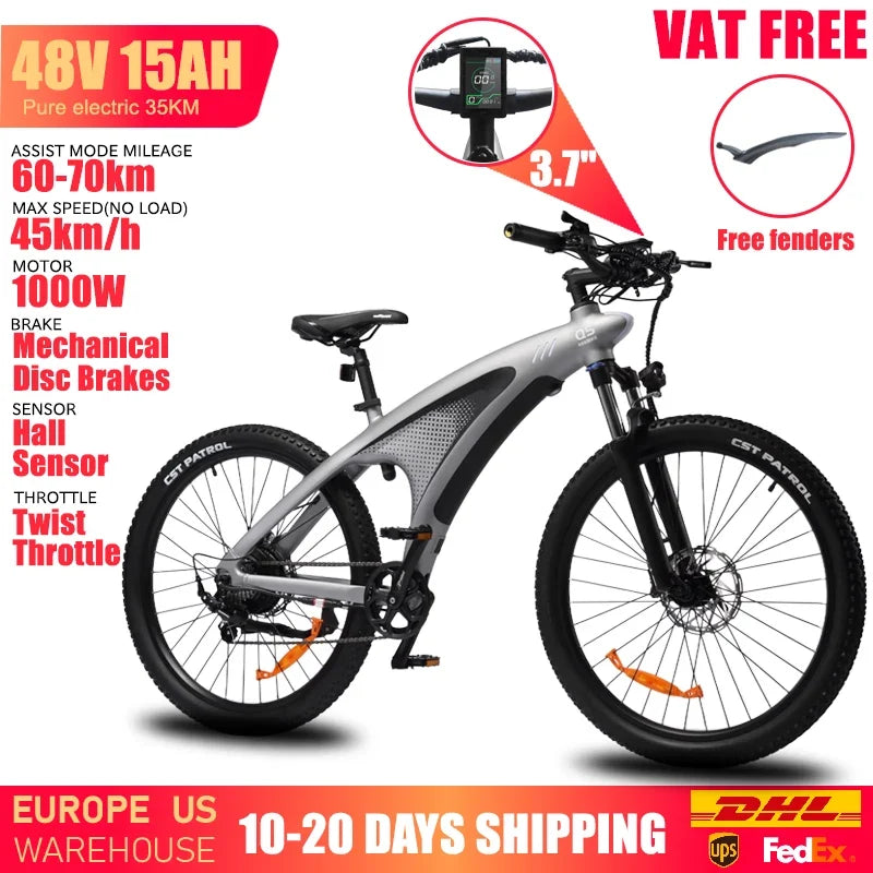 HUANCI Q5 Electric Bike for Adults 2000W Off-road Tire E Bike 48V 20Ah Battery 60KM/H Electric Bicycle for Commuting Long Range