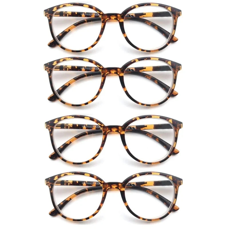 Round Reading Glasses Women Readers Eyeglasses Classic Frame Flexble Plastic Spring Hinge Lightweight Wear with Diopter +1.0~4.0