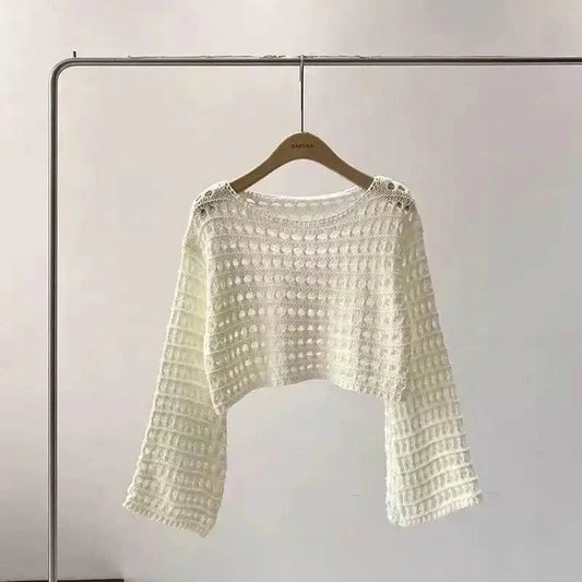Top corto de ganchillo estilo boho para playa de verano