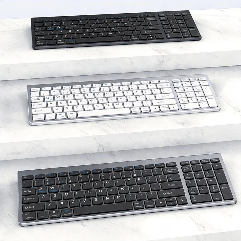 Wireless Keyboard Bluetooth 5.0&3.0&2.4G FN+1/2/3 Dual-Mode 350mAh Ultra Thin Keyboards for Laptop PC TV iPad Macbook Android
