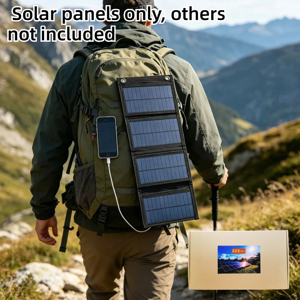 Backpack Pocket Carry Portable Foldable Waterproof Solar Charger 25W 100W Dual USB Solar Power Panel Outdoor Travel Emergency