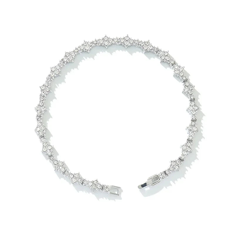 Round Stone Star Cubic Zirconia Bracelet Hip-Hop Jewelry For Men Shiny Elegant Fashion Accessory Classic  Gift For Birthday