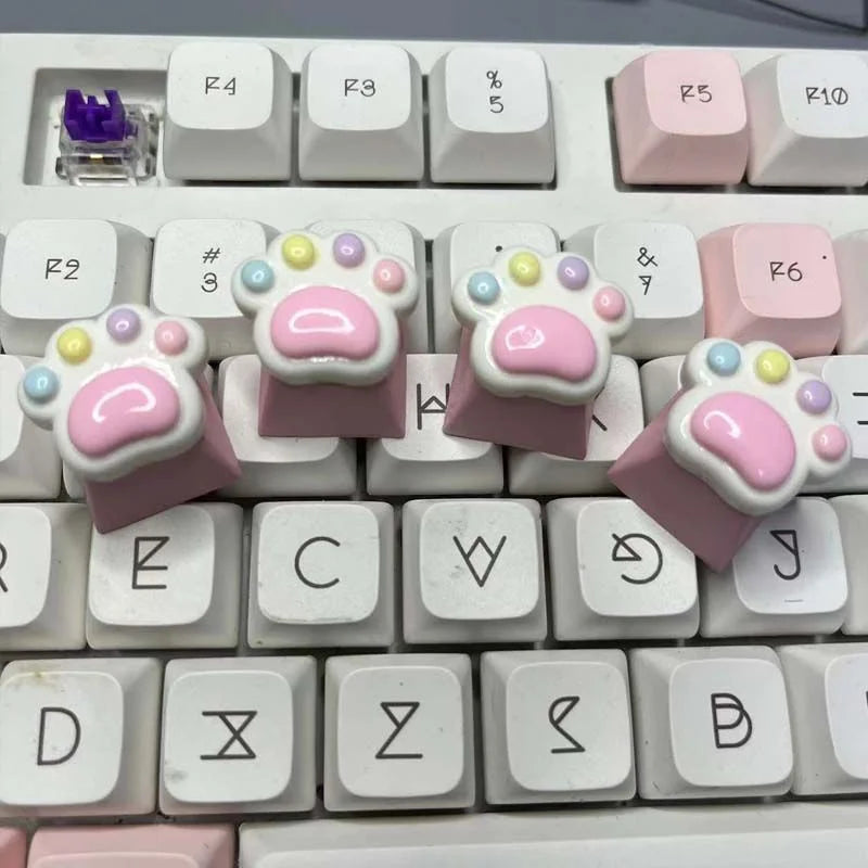 Teclas de teclado Rainbow Beans con diseño de pata de gato