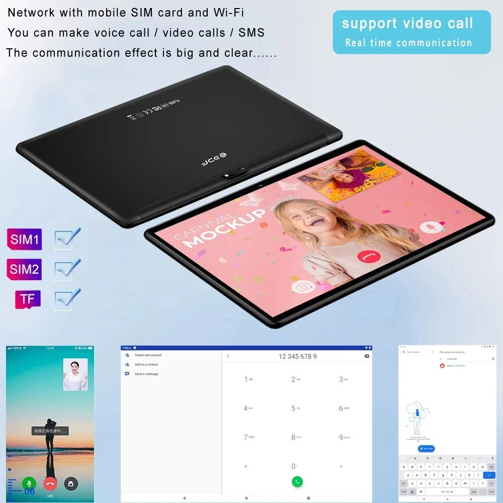 TABLET 10.1 Inch Tablet Android 13 Tablet 6GB RAM 128GB ROM 4G Mobile Phone Call Octa Core 8 CPU AI Speed-up 5000mAh Battery