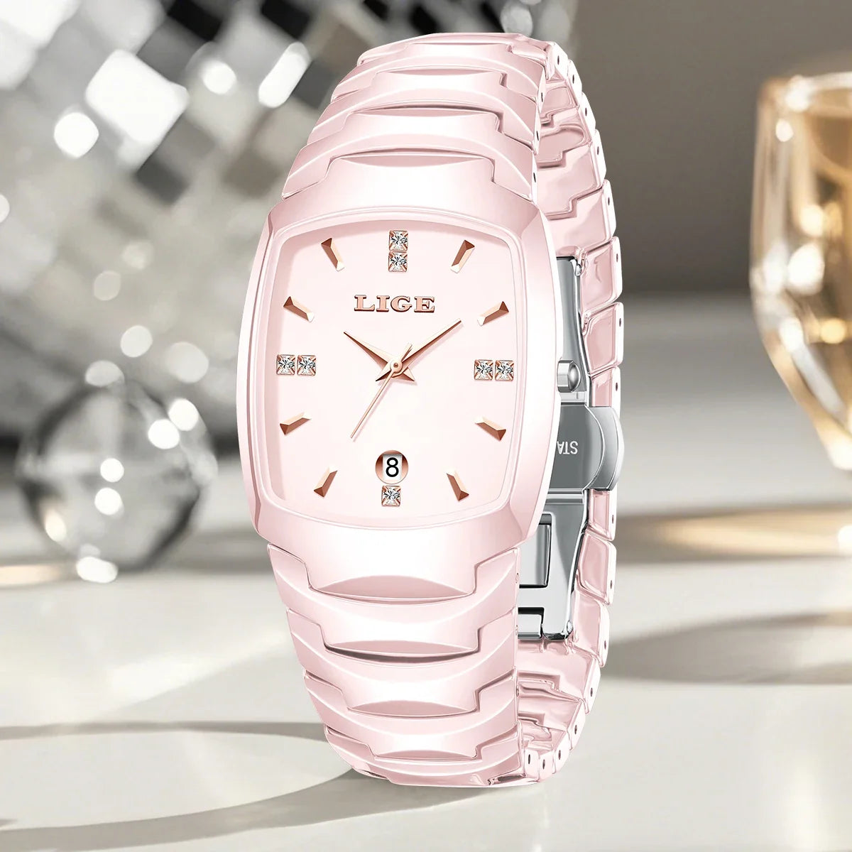 Women's Tonneau Crystal Marker Bracelet Watch