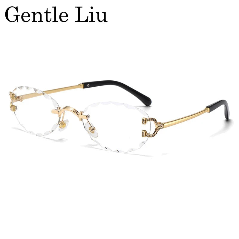 Oval Punk Rimless Change Color Sunglasses Men 2026 Luxury Brand  Photochromic Sunglass Metal Frame Cutting Lens Eyewear For Male