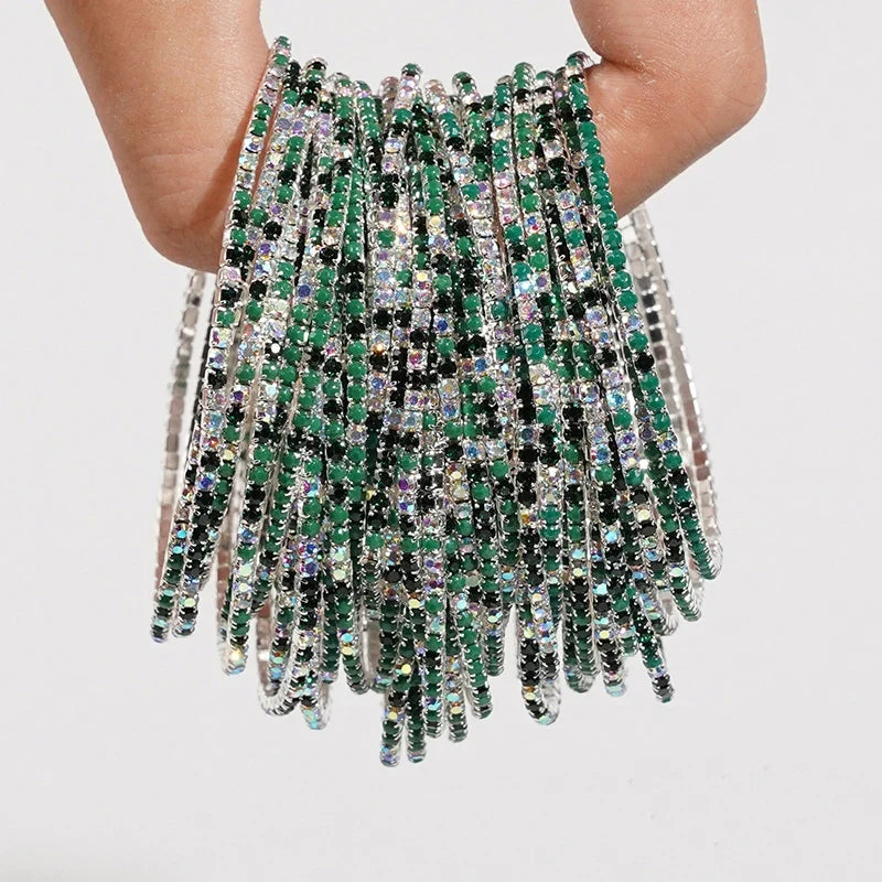 5pcs Fashion Colorful Acrylic Crystal Rhinestone Elastic Bracelet for