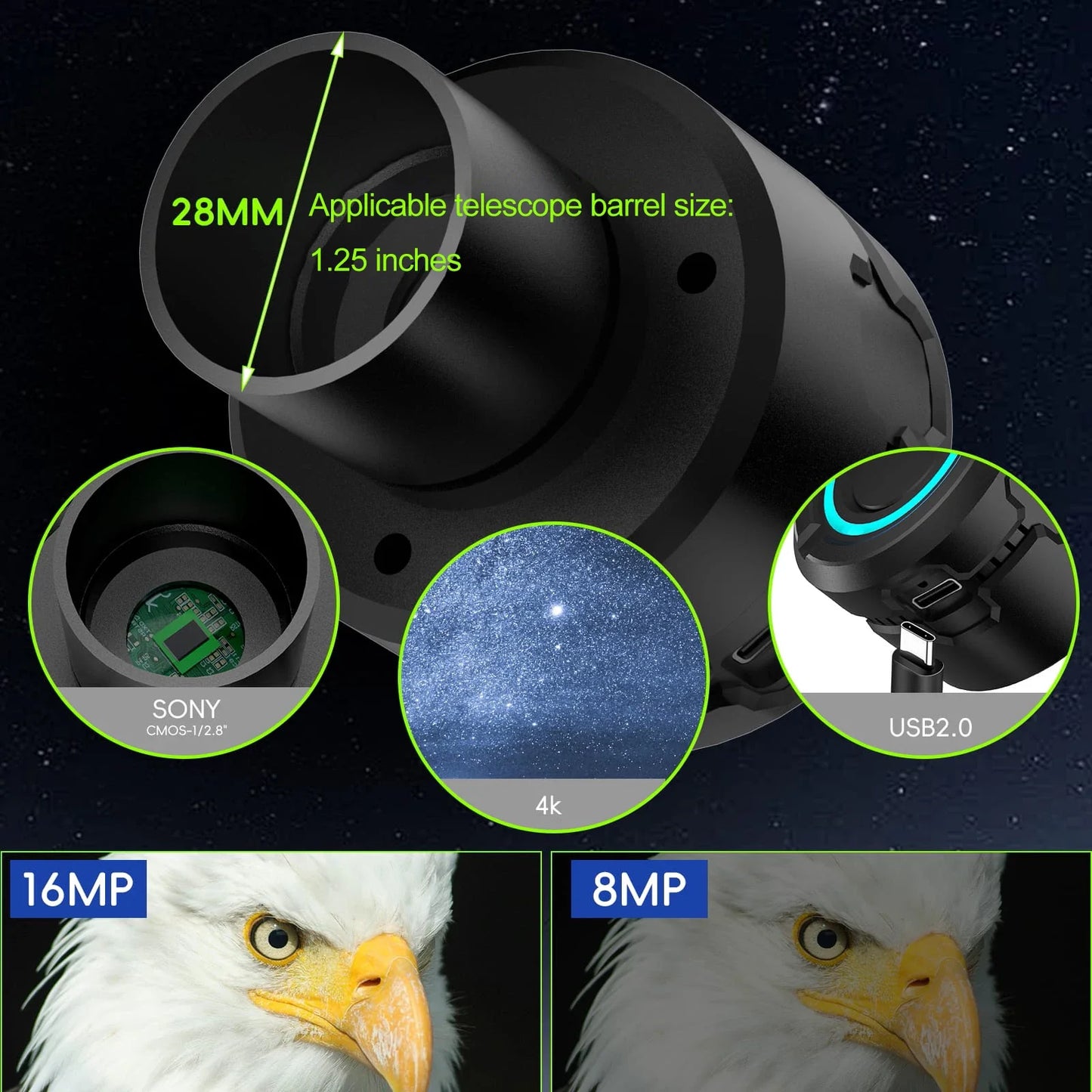 4K HD Telescope Eyepiece Camera Portable WiFi Wireless Birdwatching Electronic Eyepiece Connected To Mobile Phone and PC