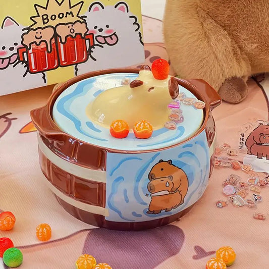 Bol de ramen de capibara de cerámica