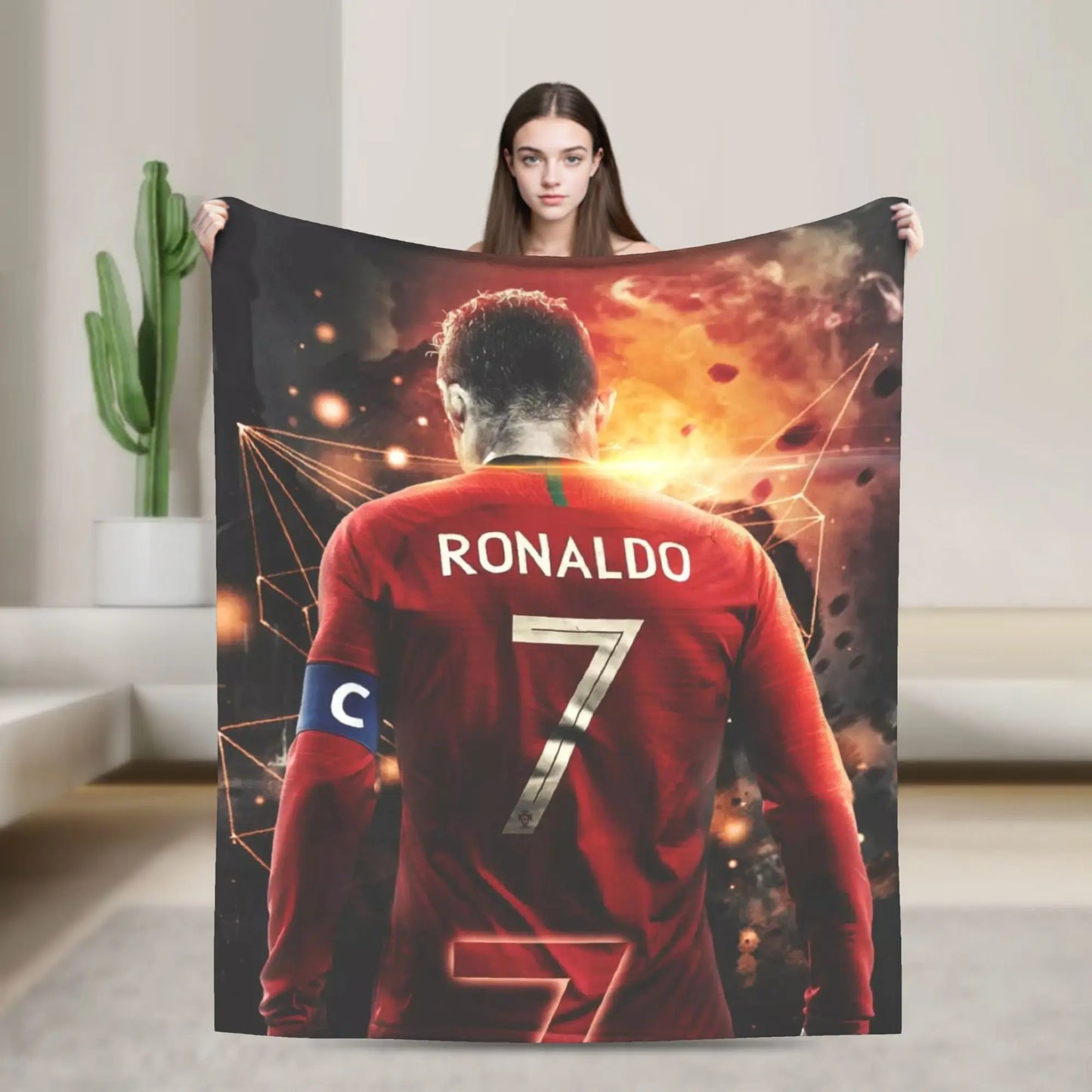 CR7  Football Soccer Blanket Ronaldos Flannel Funny Warm Throw Blanket for Bedding Lounge Decoration
