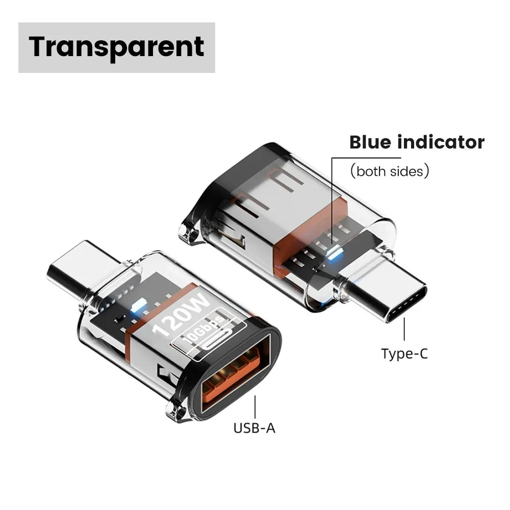120W USB 3.2 to Type C OTG Adapter Fast Charging 10Gbps Data Audio Transfer For MacBook iPad iPhone 15 16 17 Huawei Xiaomi PC