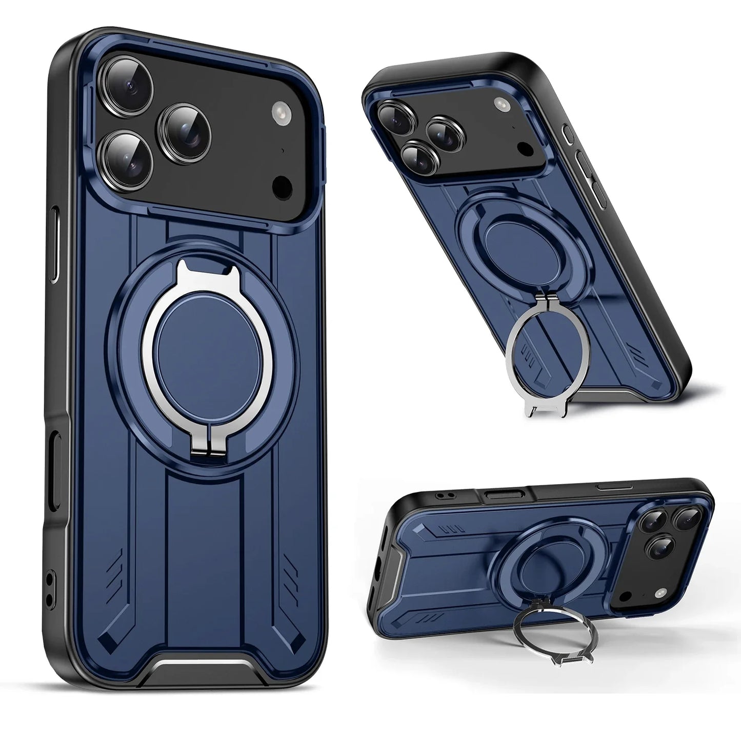 360° Rotate Stand Magnetic Phone Case for IPhone 17 Air 16e 16 15 14 13 12 11 Pro Max Plus Magsafe Wireless Charge Armor Cover