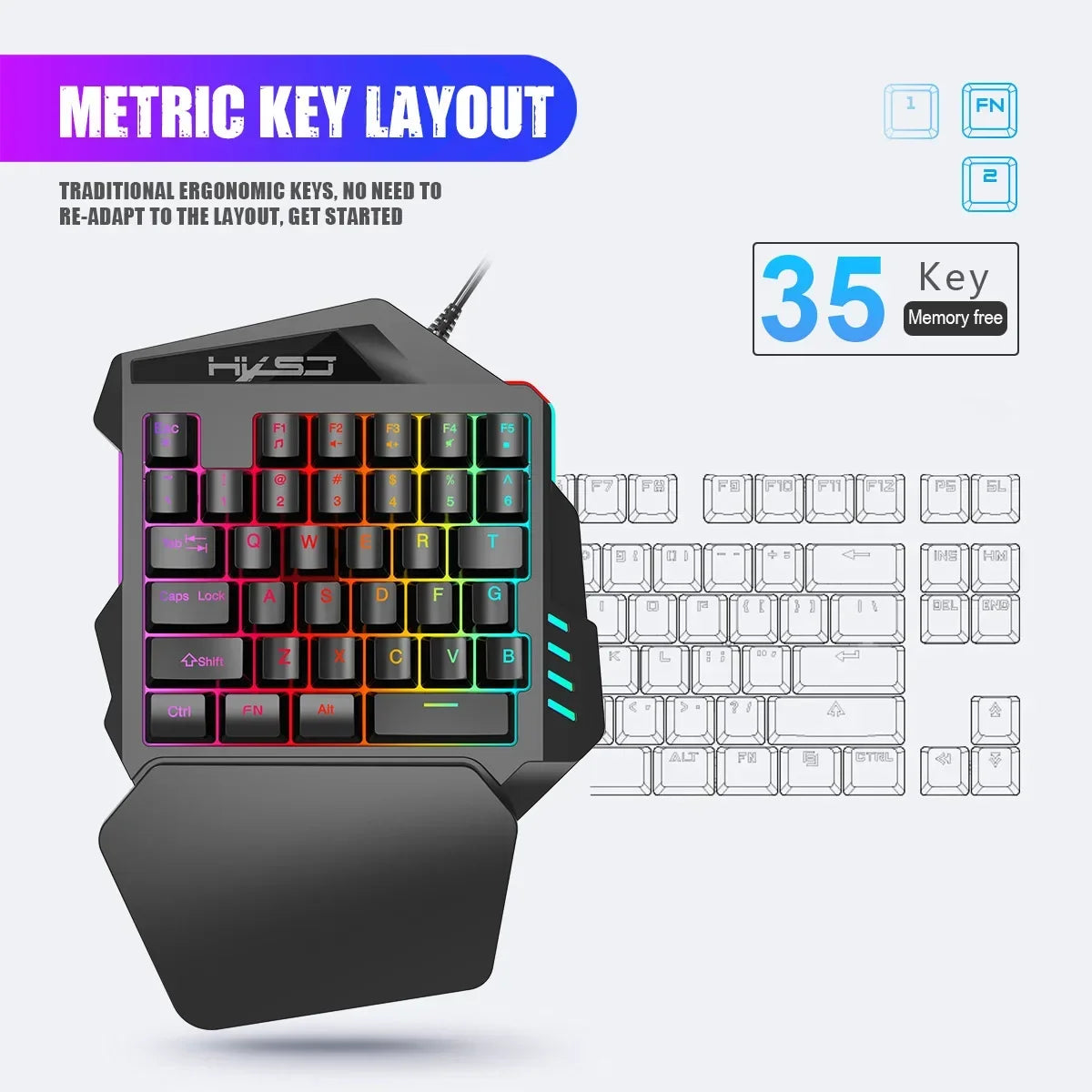 Wired Backlight Keyboard Mouse Set One-handed Professional Gaming Keyboard Mini Portable Game Mouse for Eating Chicken Game