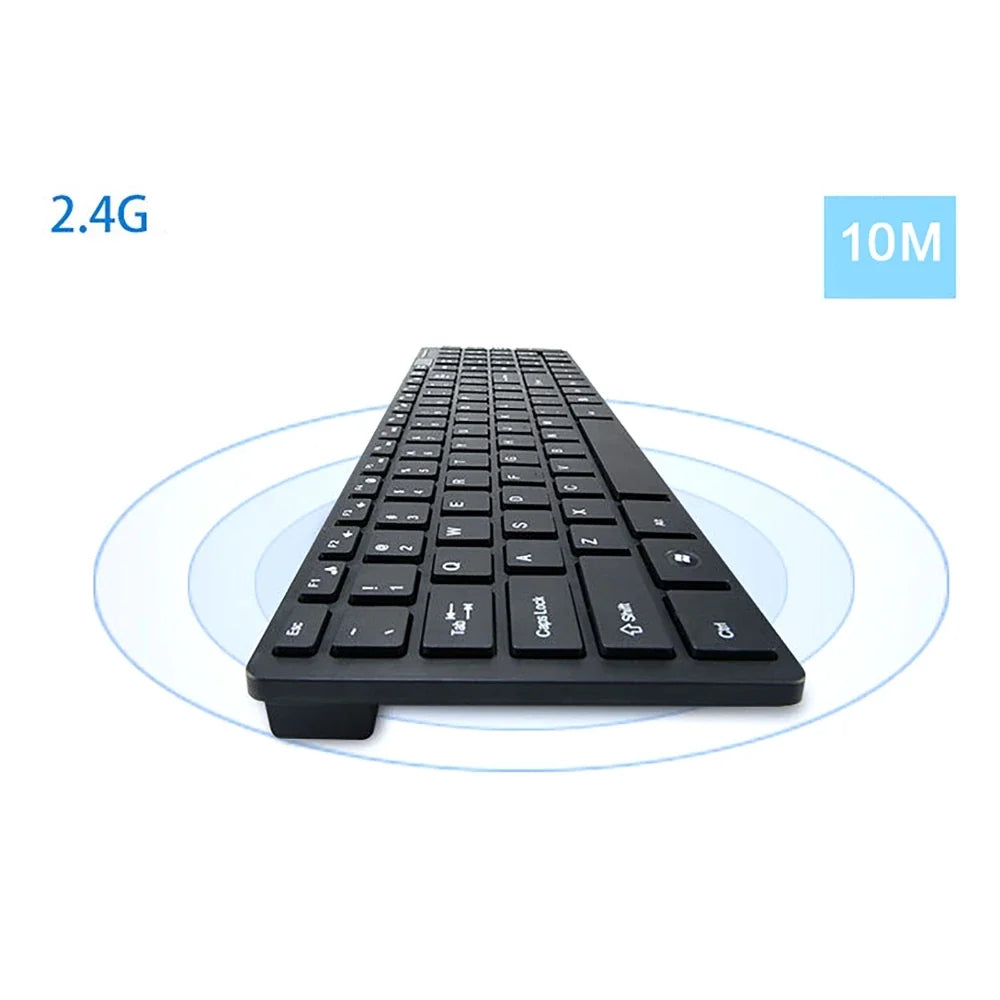 Ultra-thin 2.4G Wireless Keyboard Mouse Set with Keyboard Film Computer Office Gaming Silent Keyboard and Mouse（No Battery）