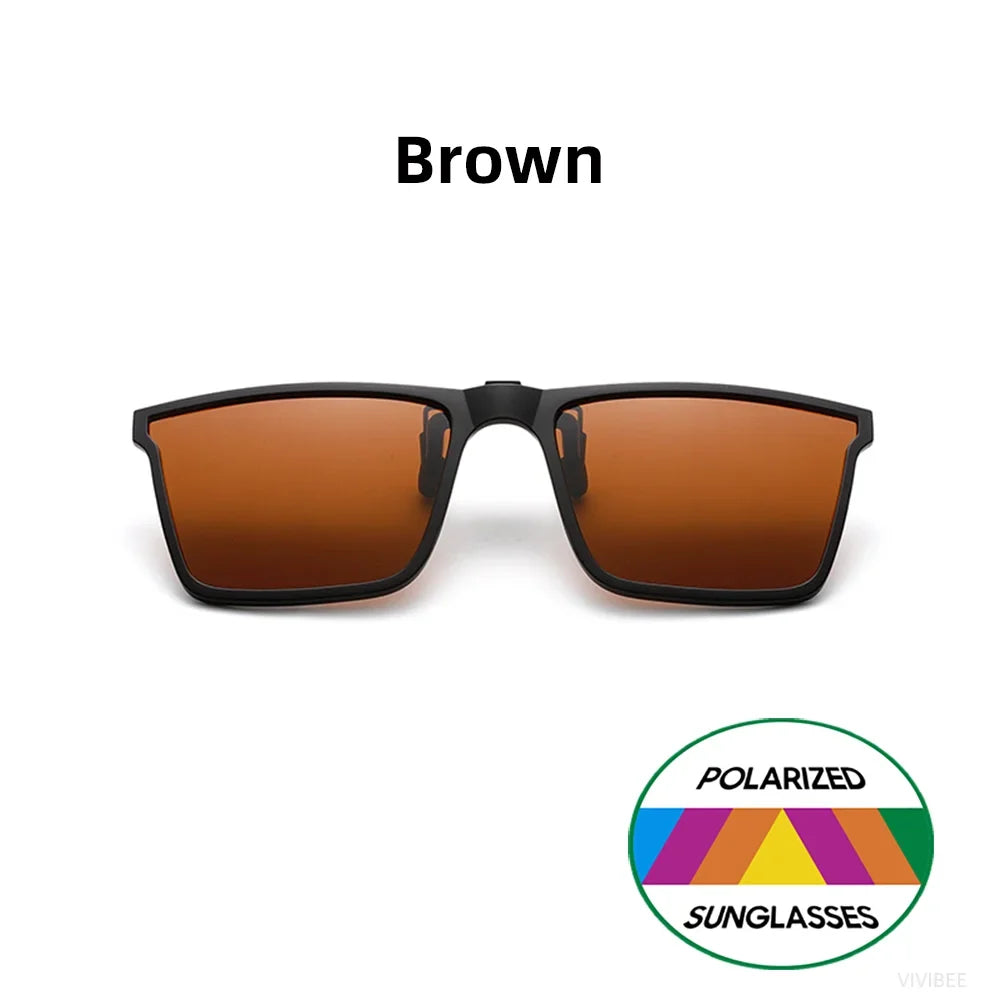 VIVIBEE Square Flip Up Clip On Sunglasses Polarized Mirror Blue Driving Glasses Grey UV400 Photochromic Night Vision Clips