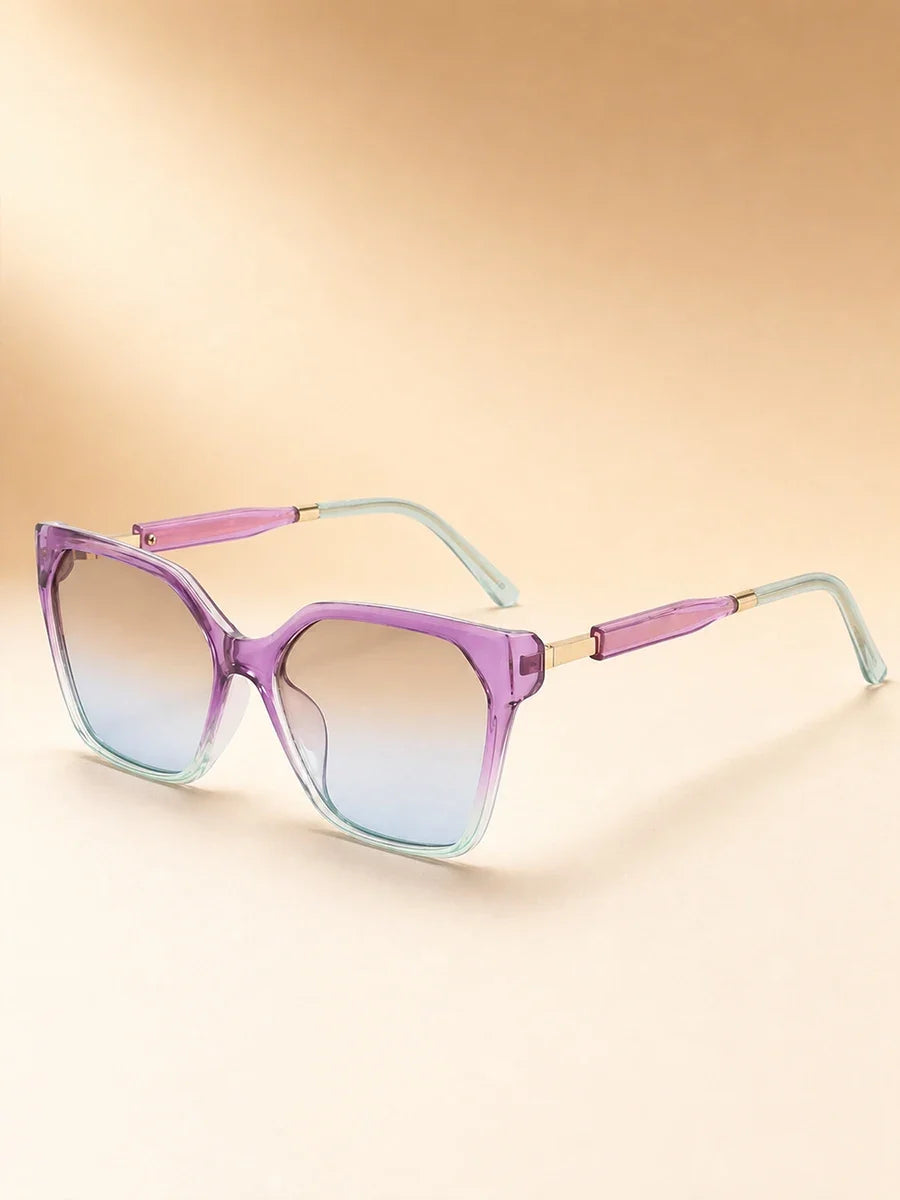 High End Square Cat Eye Sunglasses with Gold Border Stitching on the Legs, Light Luxury Women's Sunglasses